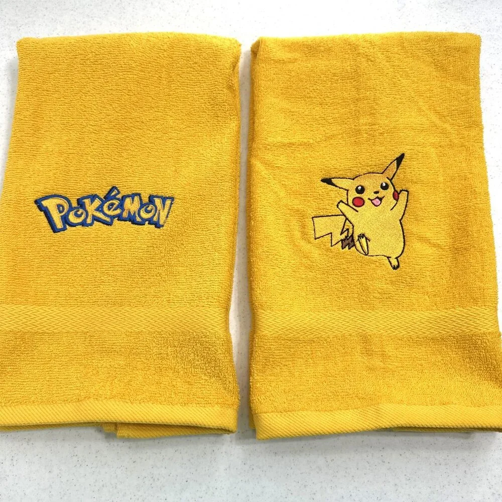 Pokemon Towels Embroidered Hand Towel Set Bathroom Decor Anime Gamer Gift